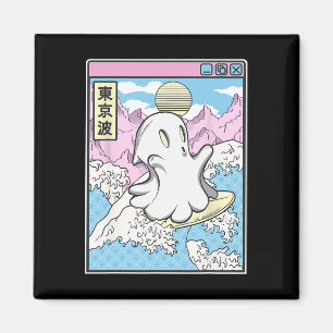 Imã Surfando Fantasma Em Ondas Japonesas Anime Kawaii