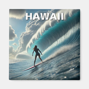 Imã Surfando no Havaí na Onda da Surfista do Havaí