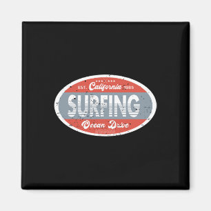 Imã Surfando no Oceano Califórnia 1985 Praia Verão Ret