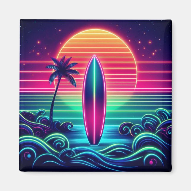 Imã Surfar no Neon Sunset (Frente)