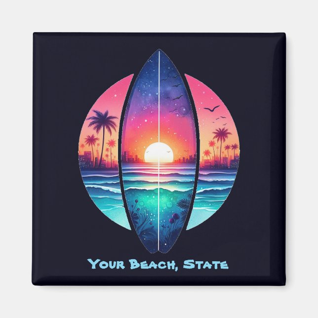 Imã Surfboard no Sunset (Frente)