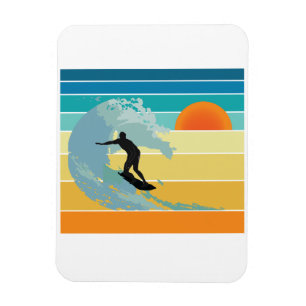 Ímã Surfer Dude Vintage Sunset