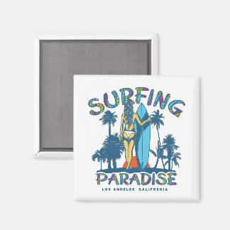 Imã Surfer Girl Vintage Califórnia