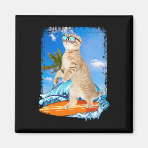 Imã Surfista Havaiano Fofo Gato Amante Surfista Praia
