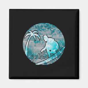 Imã Surfista Retro Sol Vintage Surfando Prancha de Sur
