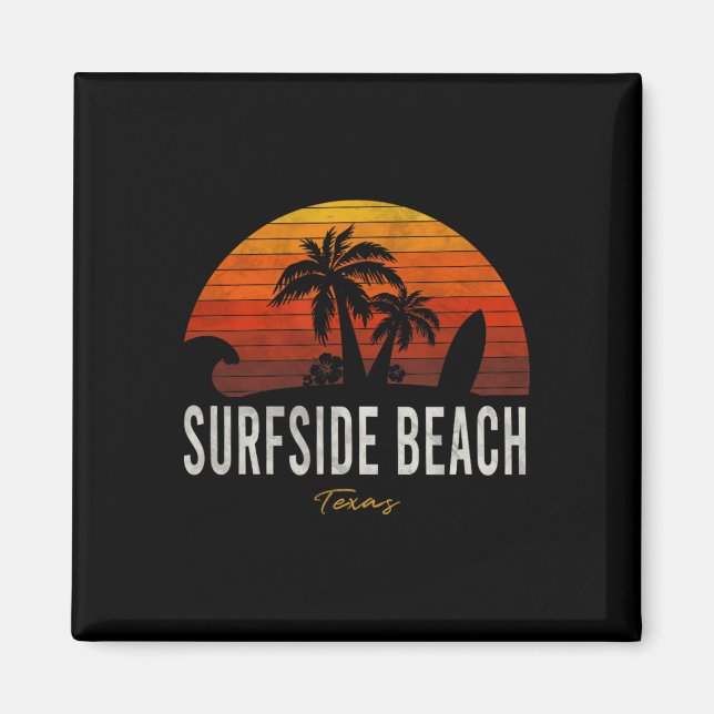Imã Surfside Beach Tx Texas Beach Palms Férias Surf (Frente)