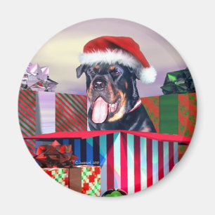 Imã Surpresa do Natal de Rottweiler