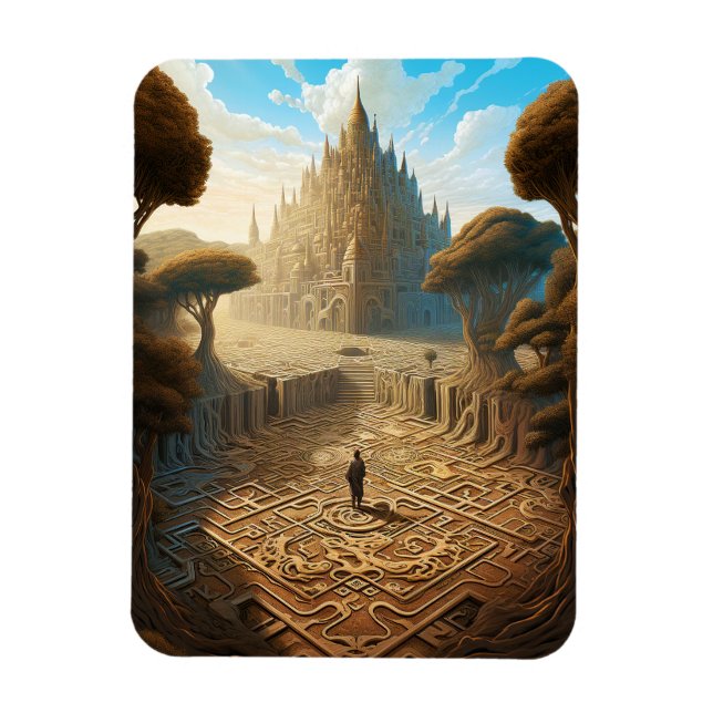 Ímã Surreal Maze Castle Landscape Fantasy Art (Vertical)