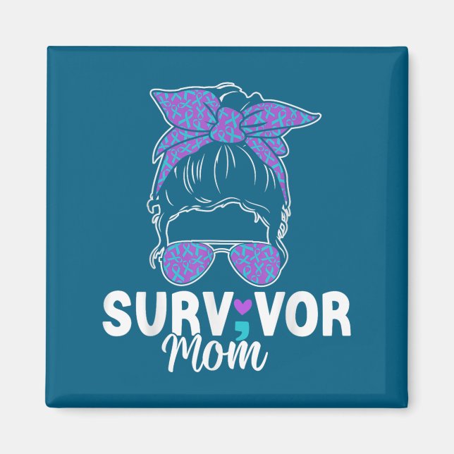 Imã Survivor Mom - Semicolon Suicide Prevention Awaren (Frente)