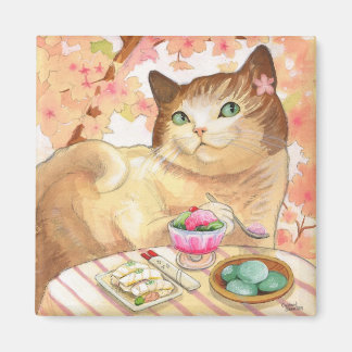 Imã Sushi Cat Dessert First Magnet