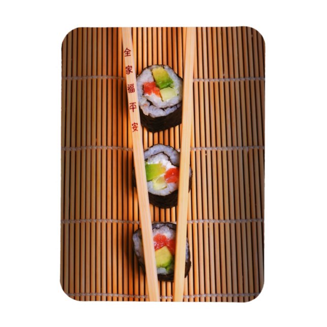 Ímã Sushi e pauis de madeira (Vertical)