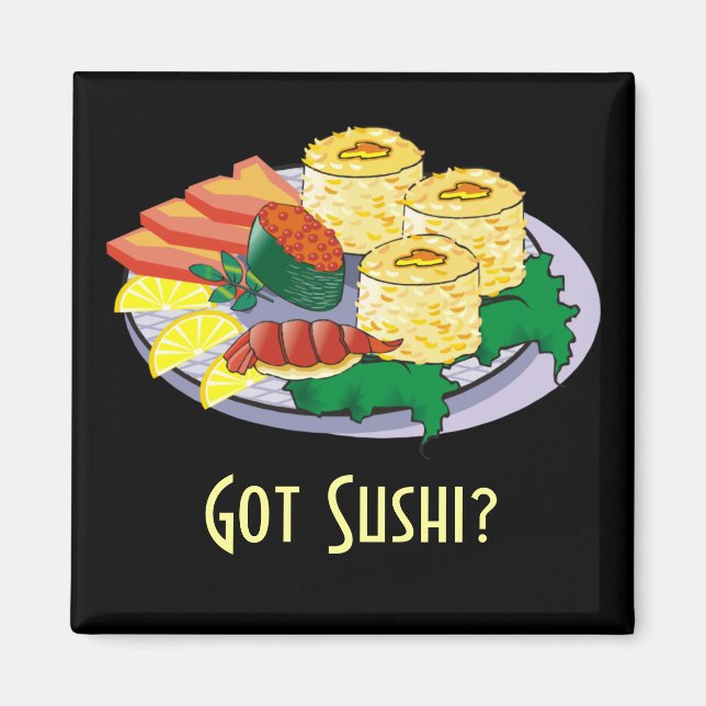 Imã Sushi Magnet Personalizável - Adicionar texto, fun (Frente)