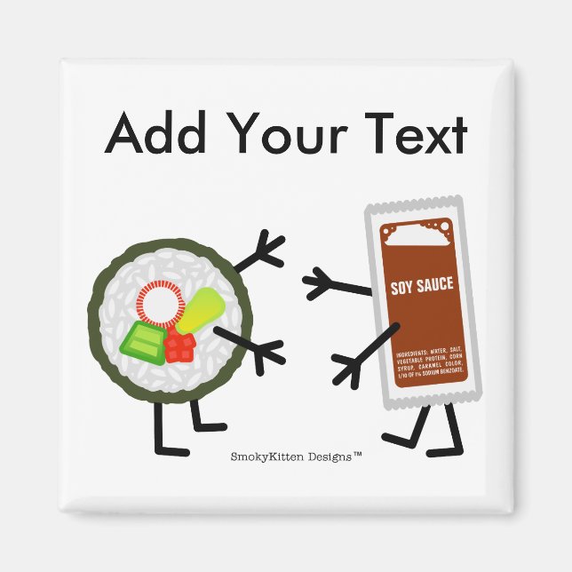 Imã Sushi & Soy Sauce - Personalizável (Frente)