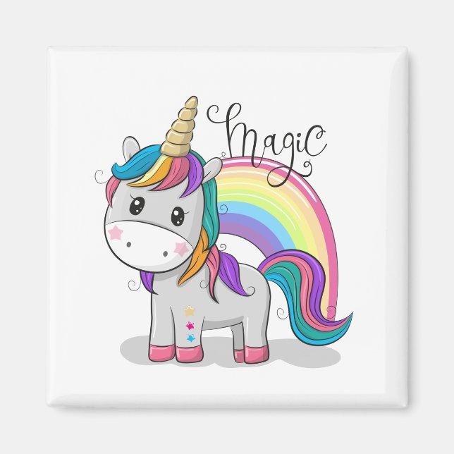 Imã Süßes Einhorn Unicorn mit großen Augen (Frente)