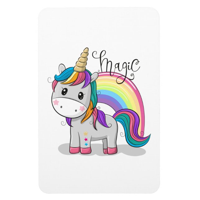 Ímã Süßes Einhorn Unicorn mit großen Augen (Vertical)