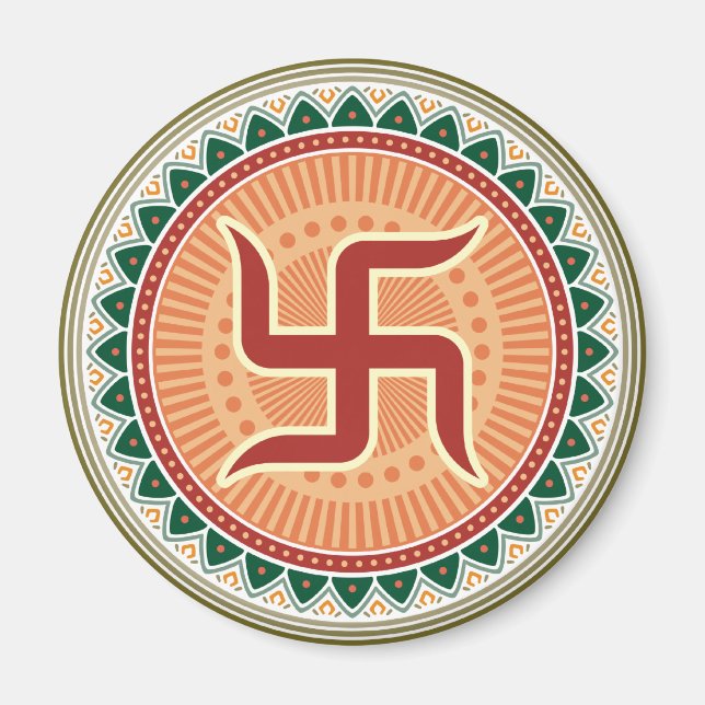 Imã Swastika com estilo tradicional indiano Mandana (Frente)