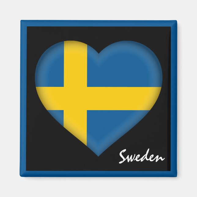 Imã Swedish flag & Heart, Sweden holiday /sports (Frente)