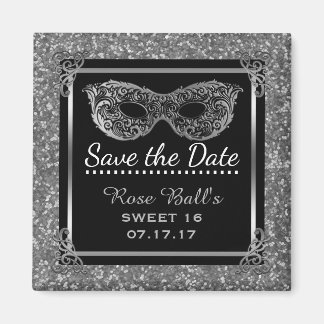 Imã Sweet 16 Save the Date 16th Birthday Glam Silver