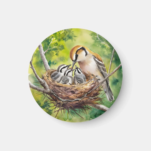 Imã Sweet bird nest painting (Frente)