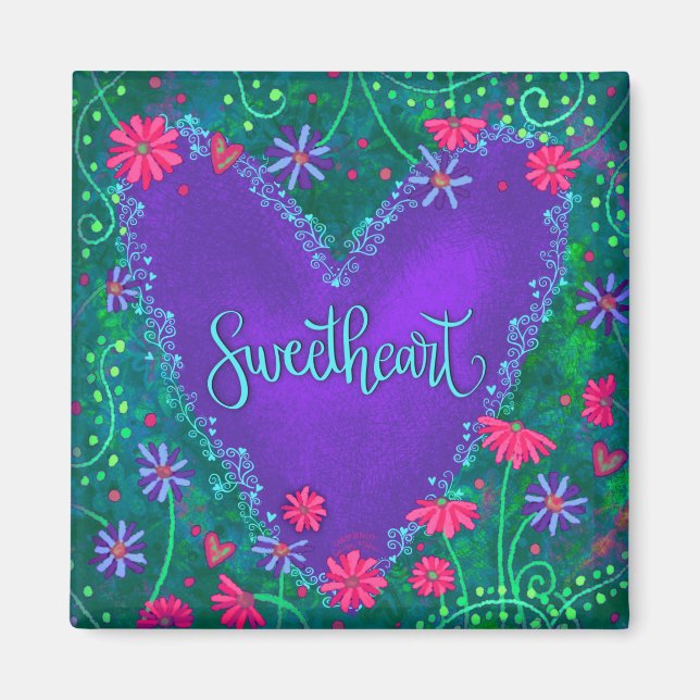 Imã Sweetheart Heart Floral Inspirivity Magnet (Frente)
