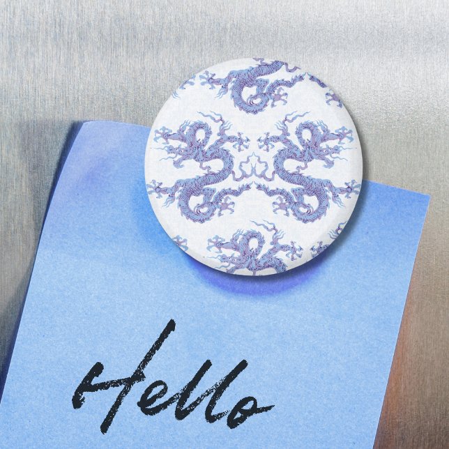 Imã Swirling Dragon in Blue and Purple Magnet (Criador carregado)