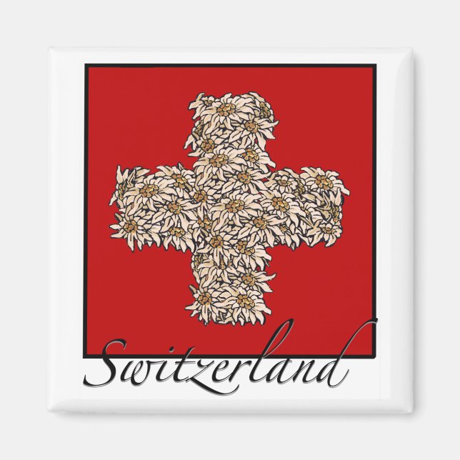 Imã Swiss Edelweiss Cross (Frente)