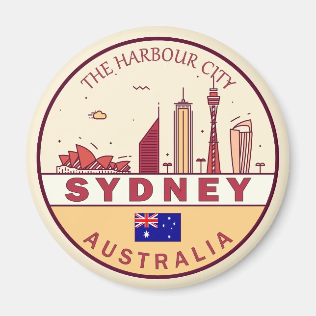 Imã Sydney Austrália City Skyline Emblem (Frente)