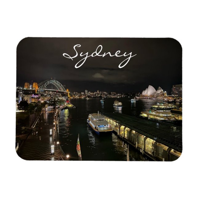 Ímã Sydney Harbor by Night, Austrália, Foto (Horizontal)