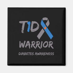 Imã T1d Guerreiro Tipo 1 Diabetes Consciência Azul Fit