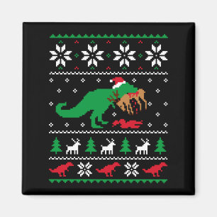 Imã T Rex Comendo Rena Dinossauro Engraçado Natal Feio