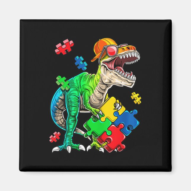 Imã T Rex Dinossaur Autismo Autismo Quebra-cabeça Piec (Frente)
