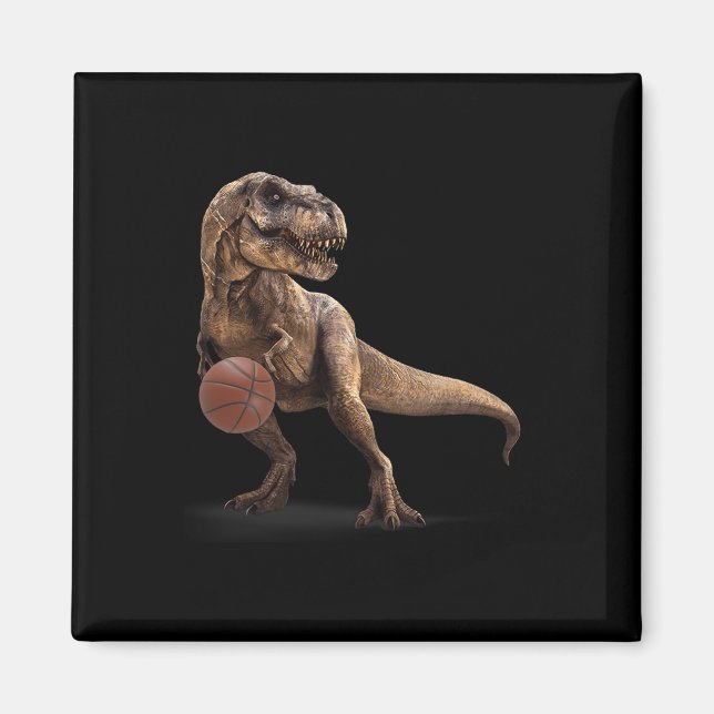 Imã T Rex Dinossauro Jogando Basquete Dinossauro Engra (Frente)