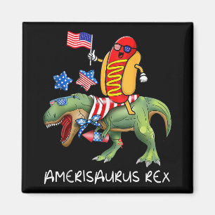 Imã T Rex Dinossauro Montando Cachorro Quente 4 De Jul