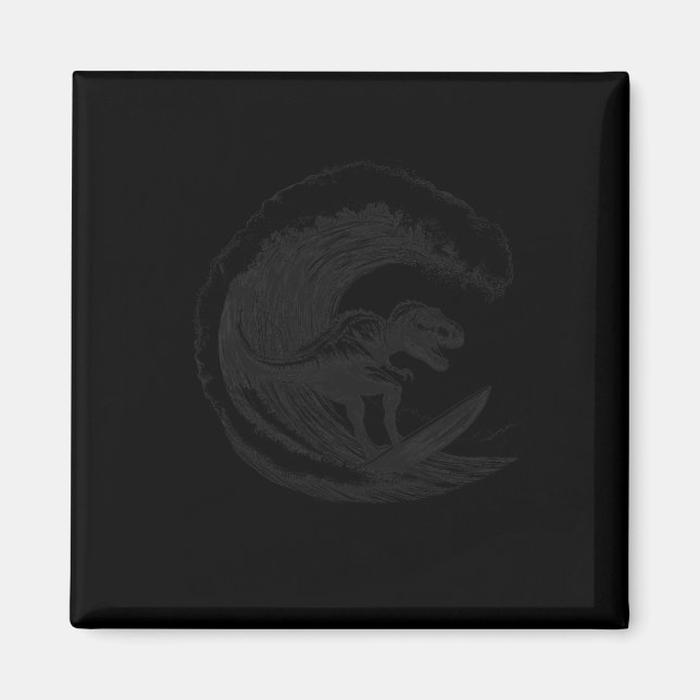 Imã T-rex Dinossauro Surfando Surf Prancha de Surf Sur (Frente)