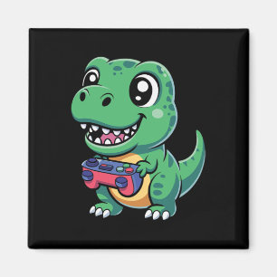 Imã T-Rex Feliz Com Controle De Jogo Dinossauro Gamer
