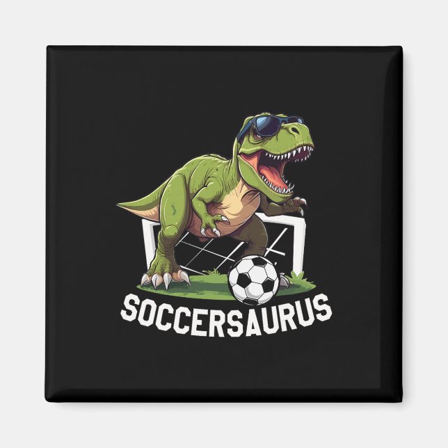Imã T-rex Jogando Futebol de Futebol Dinossauro Futebo (Frente)
