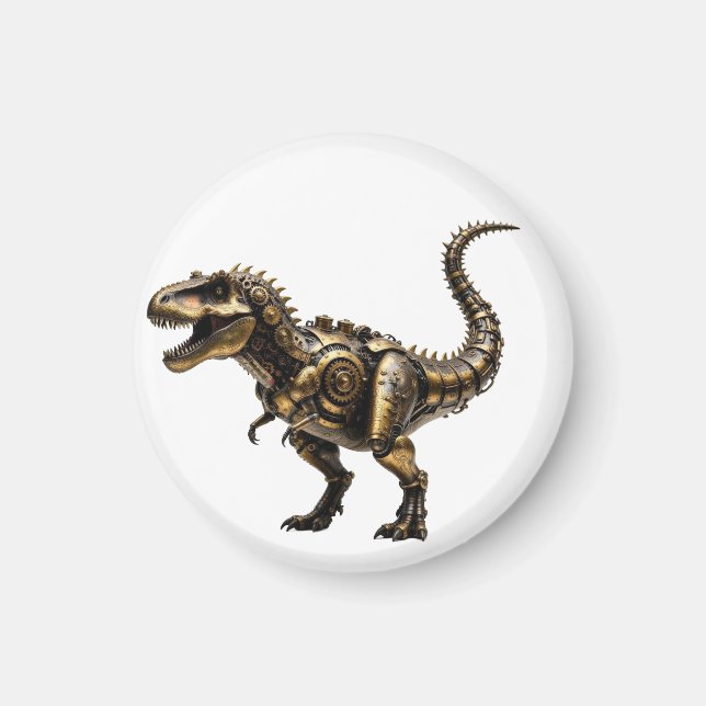 Imã T-Rex Mech Steampunk – Fera Dino de Latão (Frente)