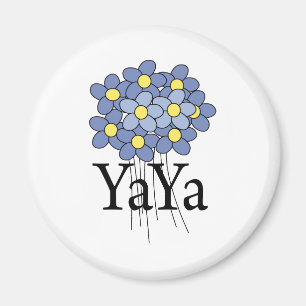 Imã T-shirt azul bonito de YaYa da flor