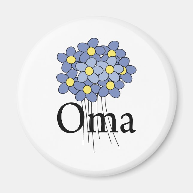 Imã T-shirt bonito Blue Flower Oma (Frente)