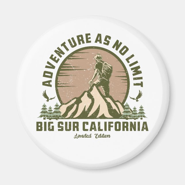 Imã T-Shirt Sunset Retro Big Sur Hike (Frente)