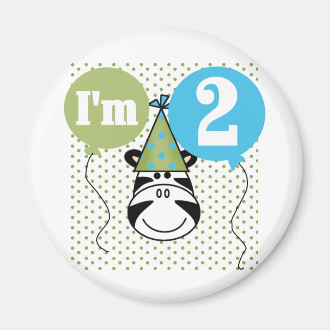 Imã T-shirts e dotes de segundo aniversário Zebra (Frente)