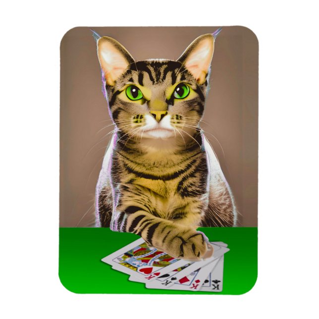 Ímã Tabby Cat Playing Poker (Vertical)