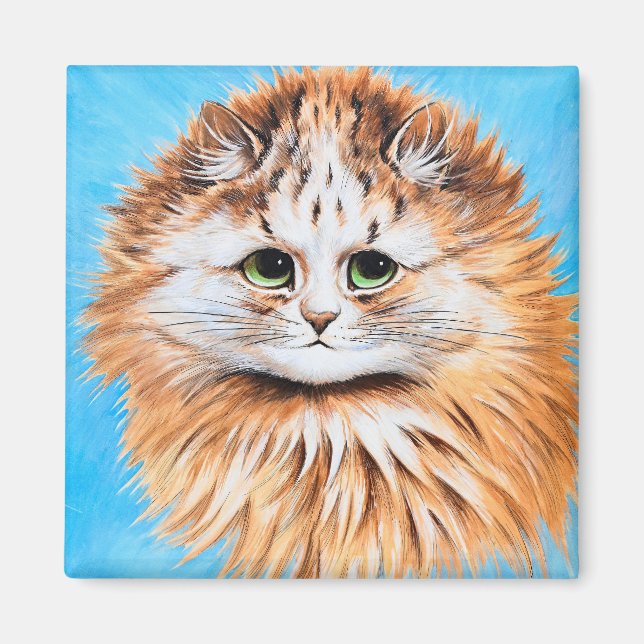 Imã Tabby Cat with Green Eyes, Head Study de L. Wain (Frente)