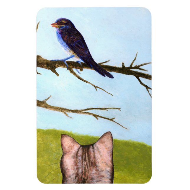 Ímã Tabby Cats Fala com Pássaros (Vertical)