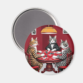 Imã Tabby Cats Reproduzindo Poker