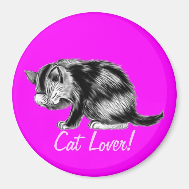 Imã Tabby Kitten Cat-lover Art Magnet (Frente)