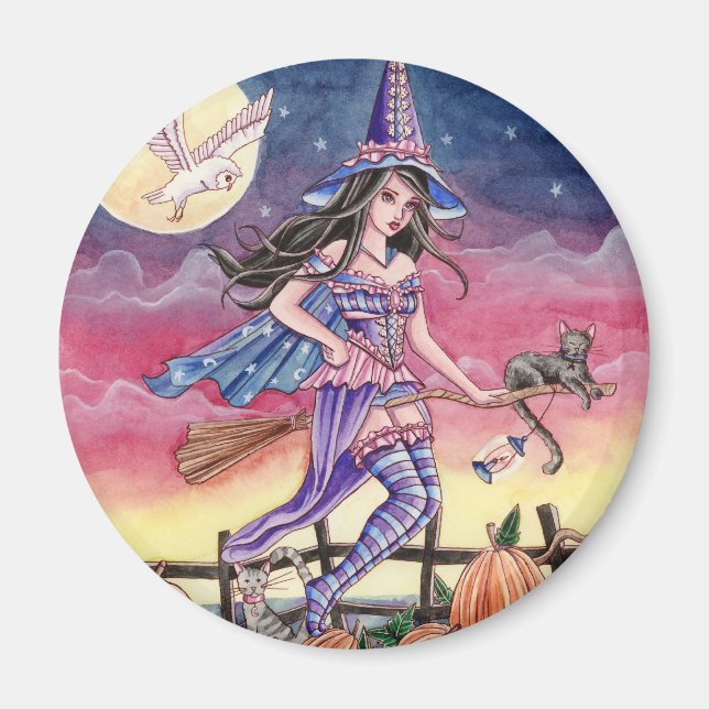 Imã Tabitha - Bruxa, Gato e Coruja (Frente)