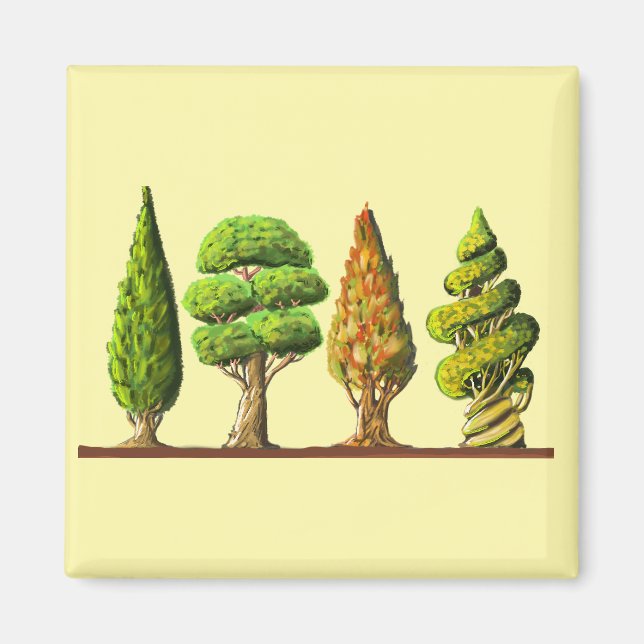 Imã tableau des trois arbres sculptés dessin digital (Frente)