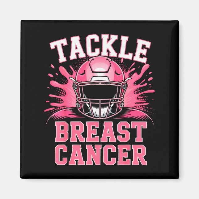 Imã Tackle Football Breast Cancer Awareness Nk Ribbon  (Frente)