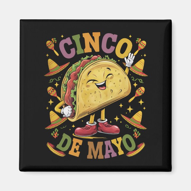 Imã Taco Dançante Divertido Festa Cinco De Mayo (Frente)